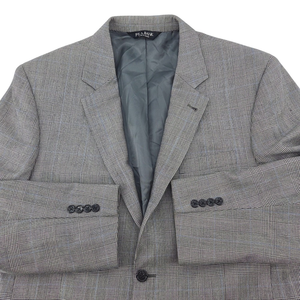 Jos A Bank Signature Collection Mens 42R Grey Glen Check Wool Blazer Suit Jacket
